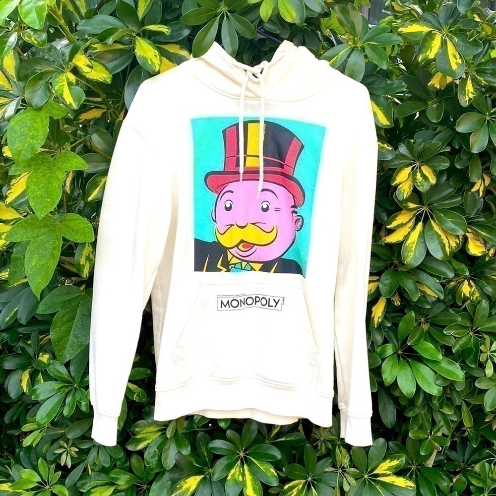 NEW MONOPOLY Hoodie Hooded Sweatshirt Off white Cream Mens’ Small never worn